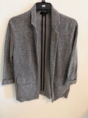 Topshop Gray Herringbone Open-Front Blazer